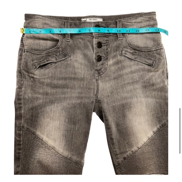 FREE PEOPLE Millenium Zipped Moto Skinny Jeans Grey Size 25 - Picture 11 of 15